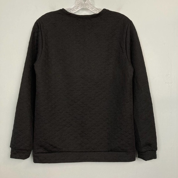 BROOME Allen Black Quilted Simple Love Life Quote Sweatshirt Juniors' Size M - Picture 10 of 12